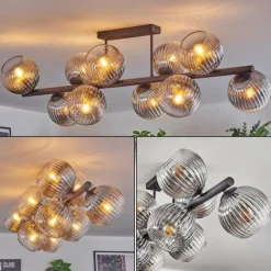 Koyoto Plafonnier, Boule lumineuse Clair, Fumé, 10 lumières