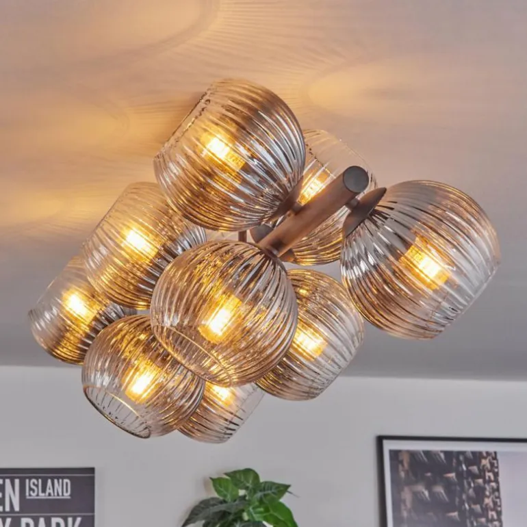 Koyoto Plafonnier, Boule lumineuse Clair, Fumé, 10 lumières