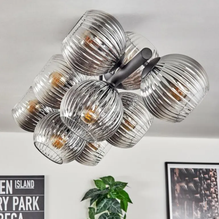 Koyoto Plafonnier, Boule lumineuse Clair, Fumé, 10 lumières