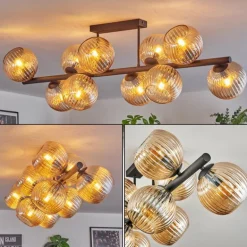 Koyoto Plafonnier, Boule lumineuse Ambre, 10 lumières