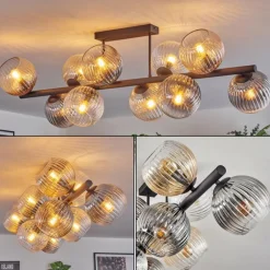 Koyoto Plafonnier, Boule lumineuse Ambre, Clair, Fumé, 10 lumières