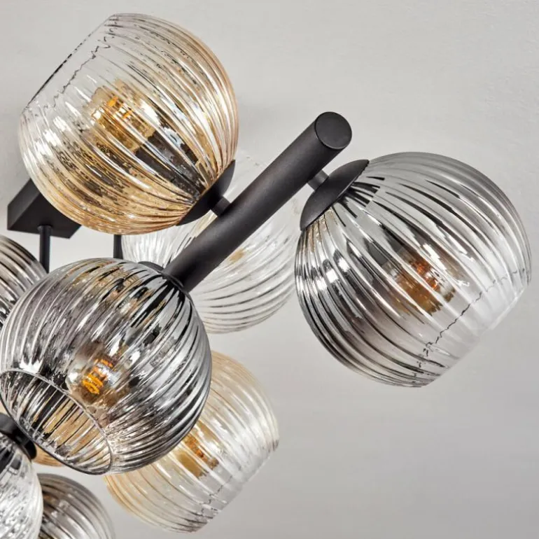 Koyoto Plafonnier, Boule lumineuse Ambre, Clair, Fumé, 10 lumières