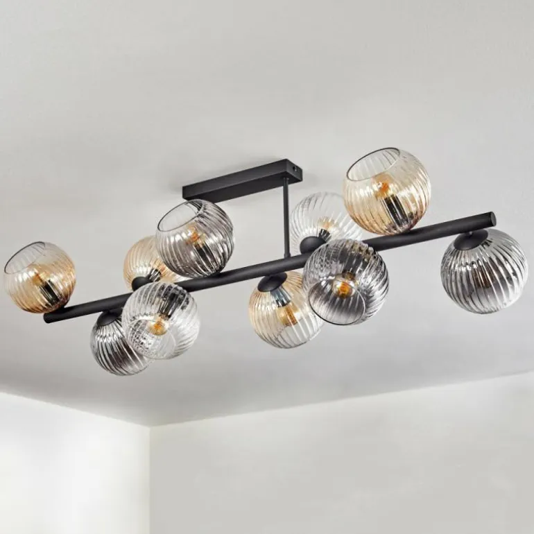 Koyoto Plafonnier, Boule lumineuse Ambre, Clair, Fumé, 10 lumières