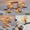 Koyoto Plafonnier, Boule lumineuse Ambre, Chrome, Fumé, 8 lumières