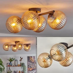 Koyoto Plafonnier, Boule lumineuse Ambre, 4 lumières