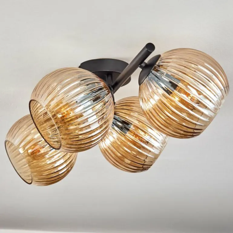Koyoto Plafonnier, Boule lumineuse Ambre, 4 lumières