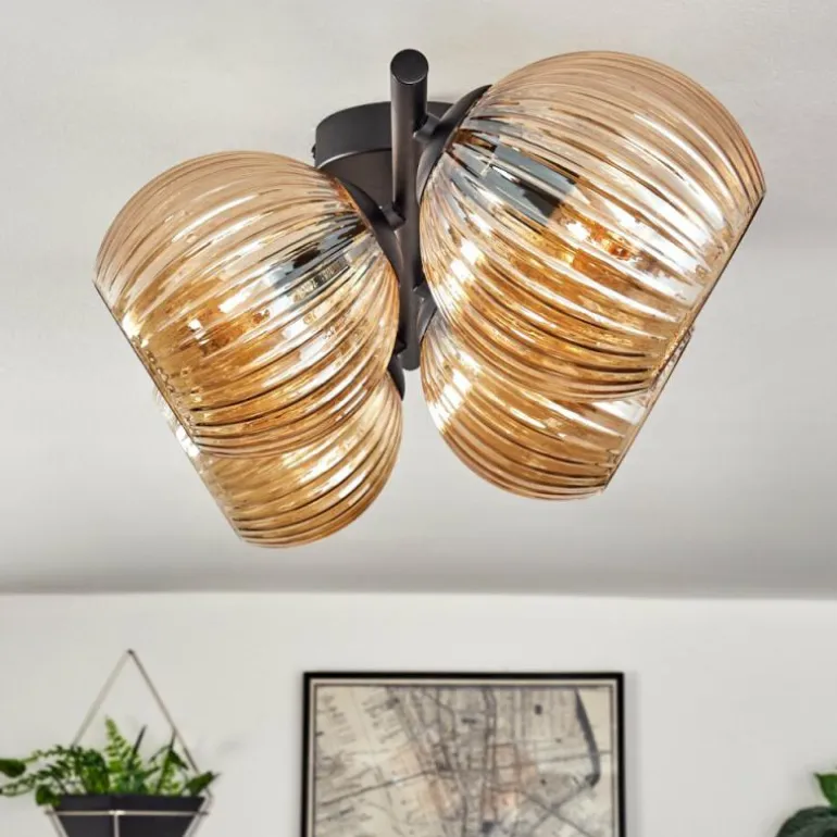 Koyoto Plafonnier, Boule lumineuse Ambre, 4 lumières