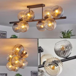 Koyoto Plafonnier, Boule lumineuse Ambre, Clair, Fumé, 8 lumières