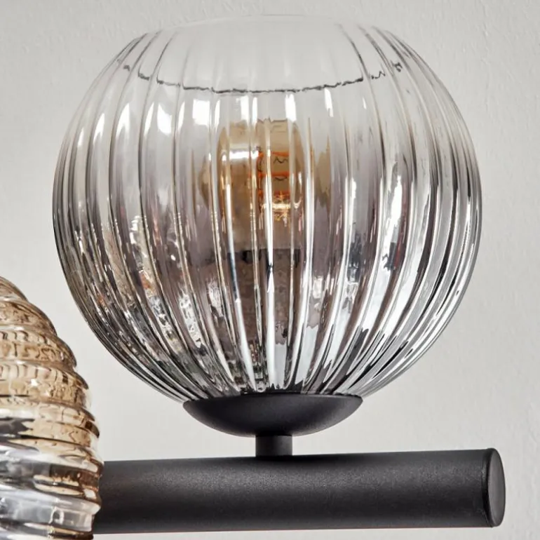 Koyoto Plafonnier, Boule lumineuse Ambre, Clair, Fumé, 8 lumières