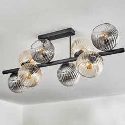 Koyoto Plafonnier, Boule lumineuse Ambre, Clair, Fumé, 8 lumières