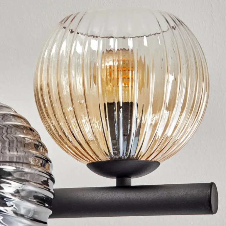 Koyoto Plafonnier, Boule lumineuse Ambre, Clair, Fumé, 8 lumières