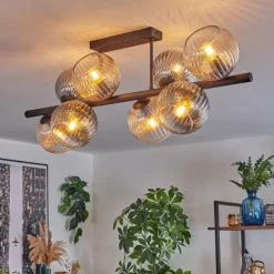 Koyoto Plafonnier, Boule lumineuse Ambre, Clair, Fumé, 8 lumières