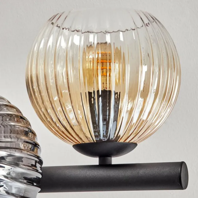 Koyoto Plafonnier, Boule lumineuse Ambre, Clair, Fumé, 8 lumières