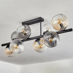Koyoto Plafonnier, Boule lumineuse Ambre, Clair, Fumé, 8 lumières