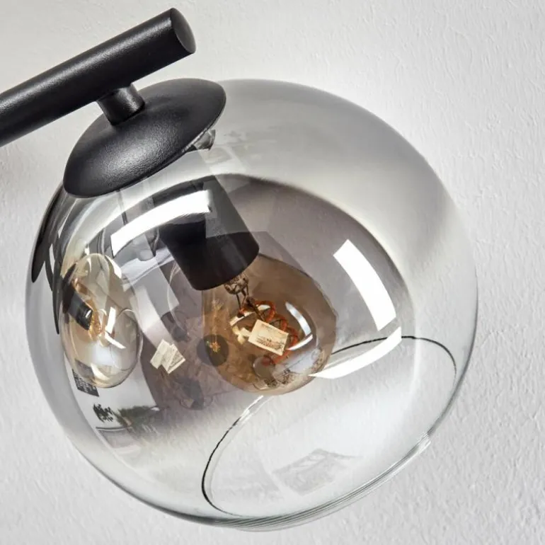Koyoto Plafonnier, Boule lumineuse Ambre, Chrome, Fumé, 3 lumières