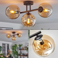 Koyoto Plafonnier, Boule lumineuse Ambre, 3 lumières