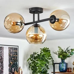 Koyoto Plafonnier, Boule lumineuse Ambre, 3 lumières