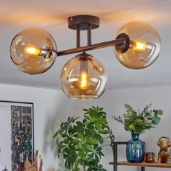 Koyoto Plafonnier, Boule lumineuse Ambre, 3 lumières