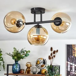 Koyoto Plafonnier, Boule lumineuse Ambre, 3 lumières