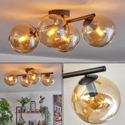 Koyoto Plafonnier, Boule lumineuse Ambre, 4 lumières