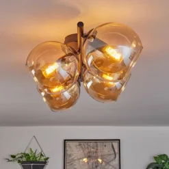 Koyoto Plafonnier, Boule lumineuse Ambre, 4 lumières