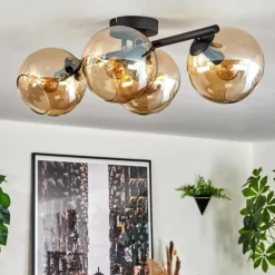 Koyoto Plafonnier, Boule lumineuse Ambre, 4 lumières