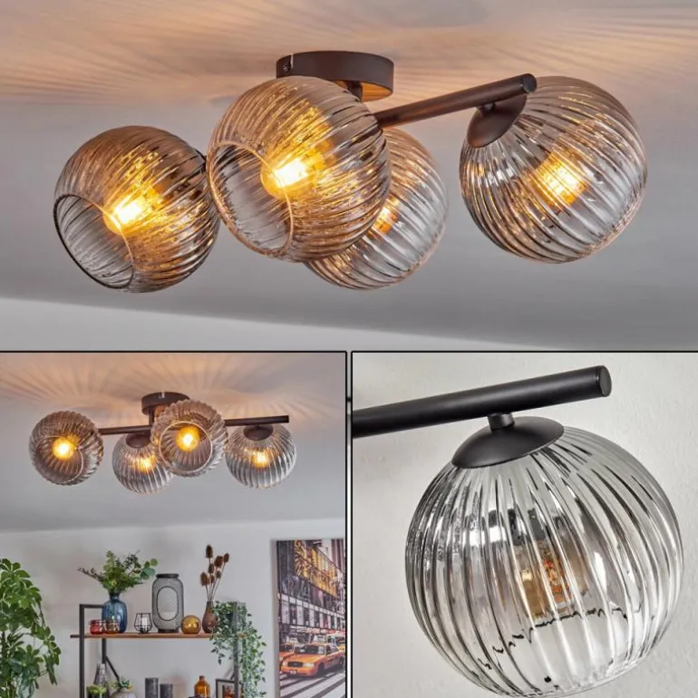 Koyoto Plafonnier, Boule lumineuse Clair, Fumé, 4 lumières