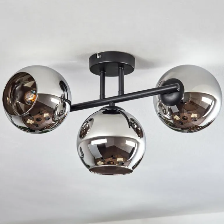 Koyoto Plafonnier, Boule lumineuse Chrome, Fumé, 3 lumières