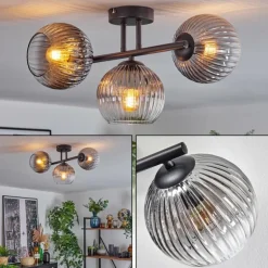 Koyoto Plafonnier, Boule lumineuse Clair, Fumé, 3 lumières