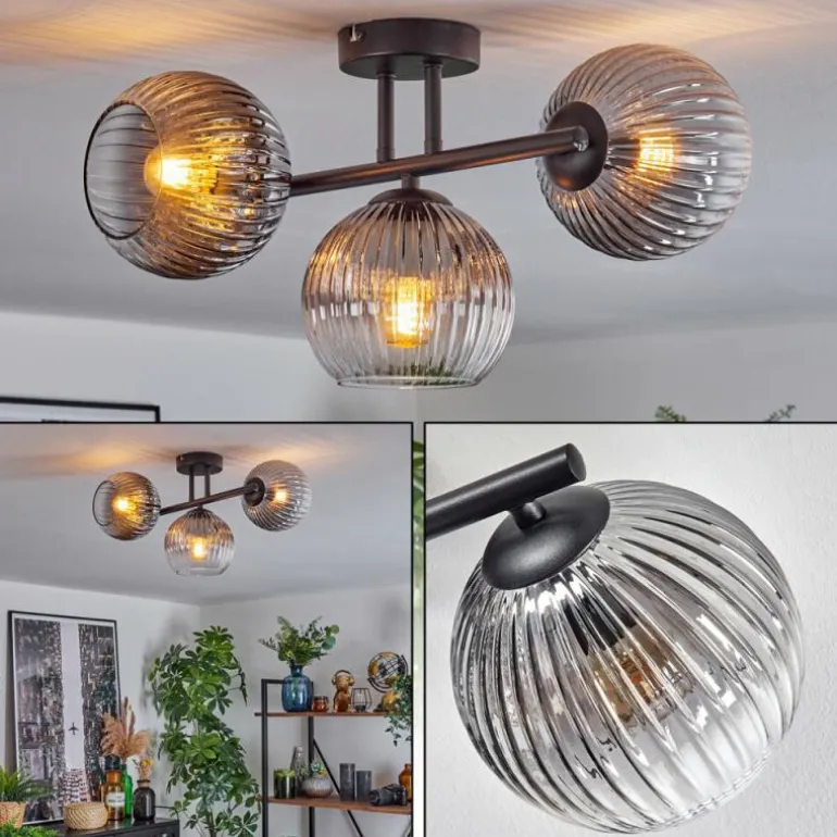 Koyoto Plafonnier, Boule lumineuse Clair, Fumé, 3 lumières