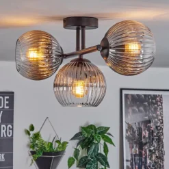 Koyoto Plafonnier, Boule lumineuse Clair, Fumé, 3 lumières