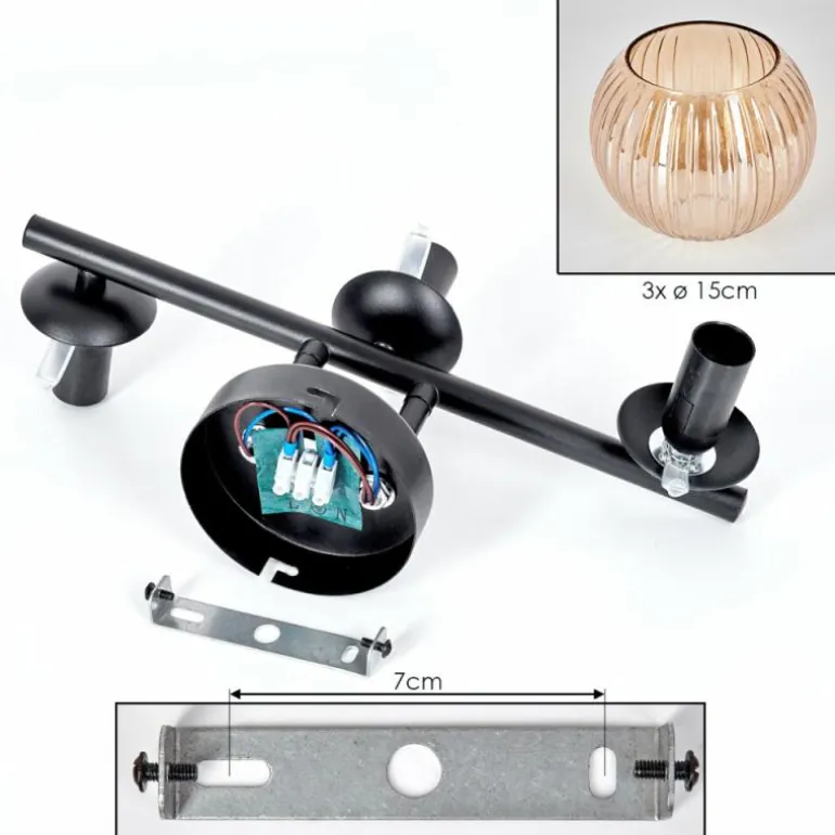 Koyoto Plafonnier, Boule lumineuse Ambre, 3 lumières