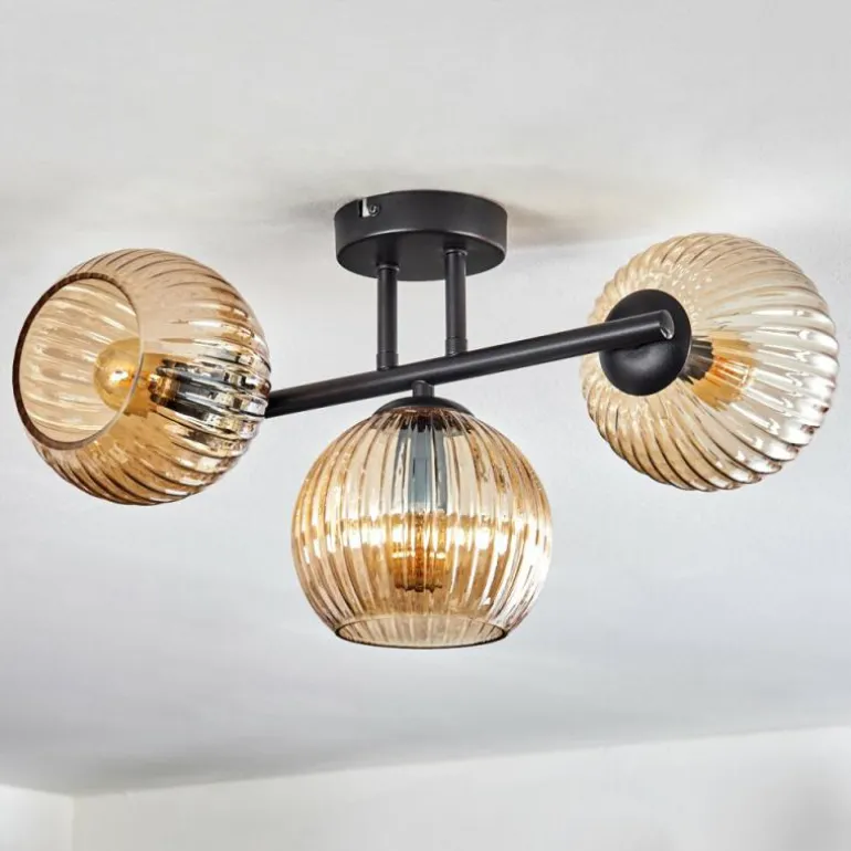 Koyoto Plafonnier, Boule lumineuse Ambre, 3 lumières