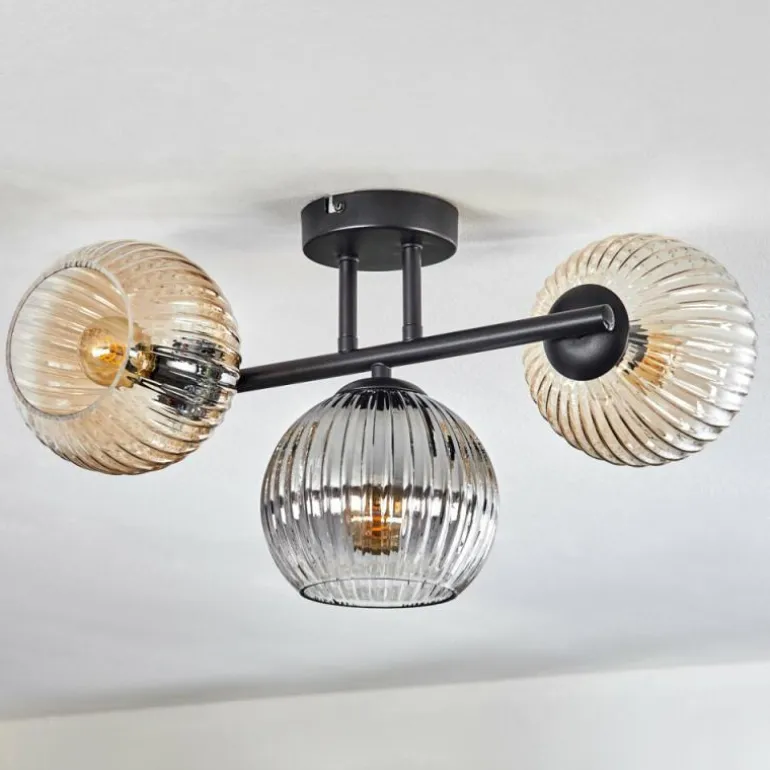 Koyoto Plafonnier, Boule lumineuse Ambre, Clair, Fumé, 3 lumières