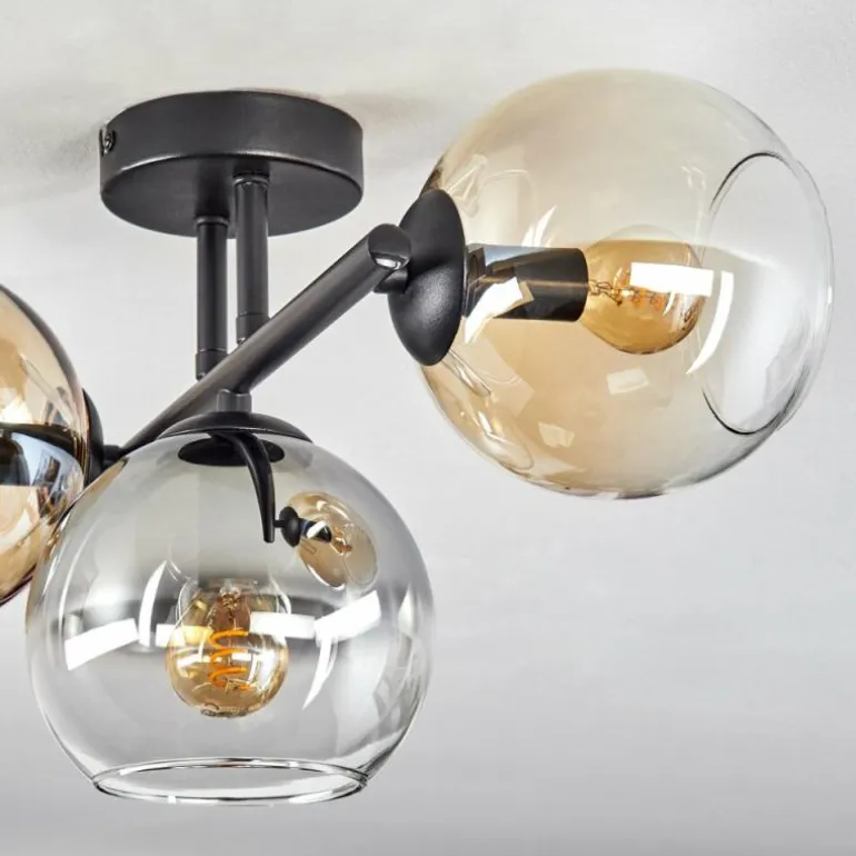 Koyoto Plafonnier, Boule lumineuse Ambre, Clair, Fumé, 3 lumières