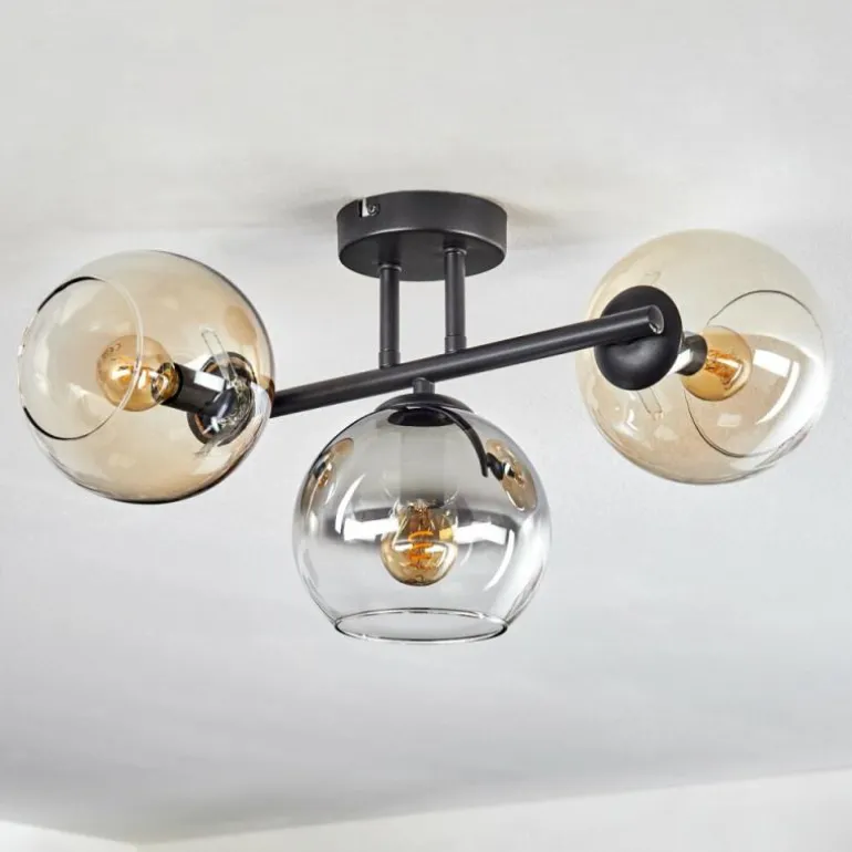 Koyoto Plafonnier, Boule lumineuse Ambre, Clair, Fumé, 3 lumières
