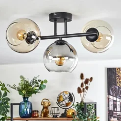 Koyoto Plafonnier, Boule lumineuse Ambre, Clair, Fumé, 3 lumières