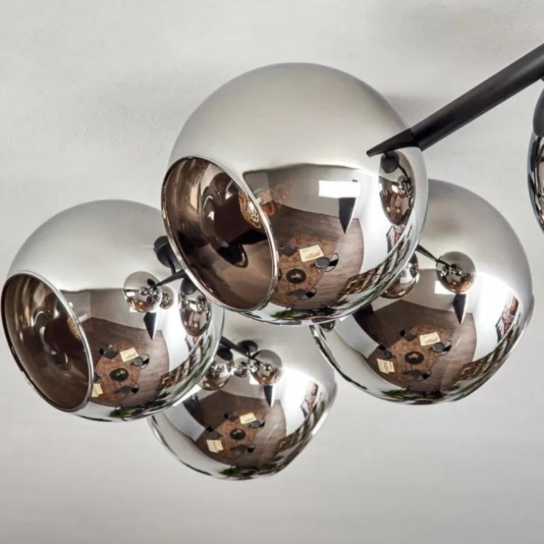 Koyoto Plafonnier, Boule lumineuse Chrome, Fumé, 5 lumières