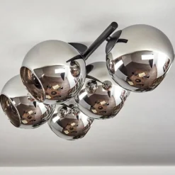 Koyoto Plafonnier, Boule lumineuse Chrome, Fumé, 5 lumières