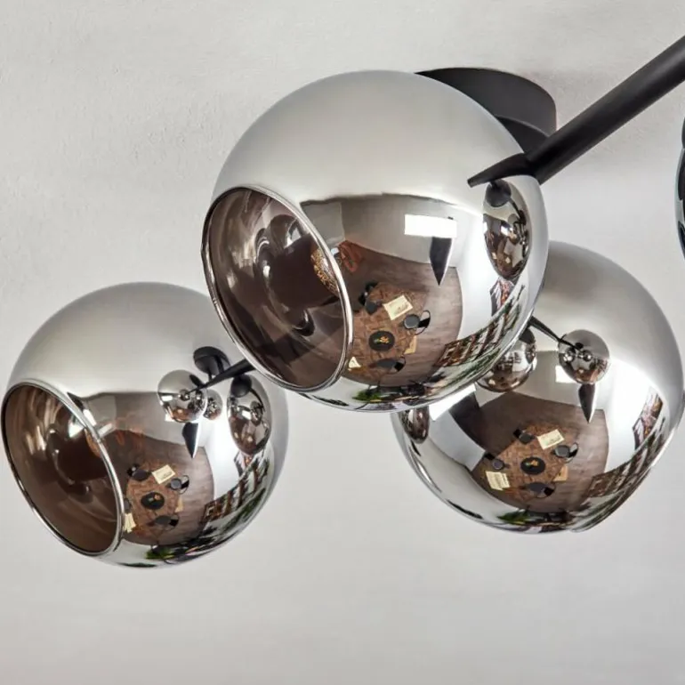 Koyoto Plafonnier, Boule lumineuse Chrome, Fumé, 4 lumières