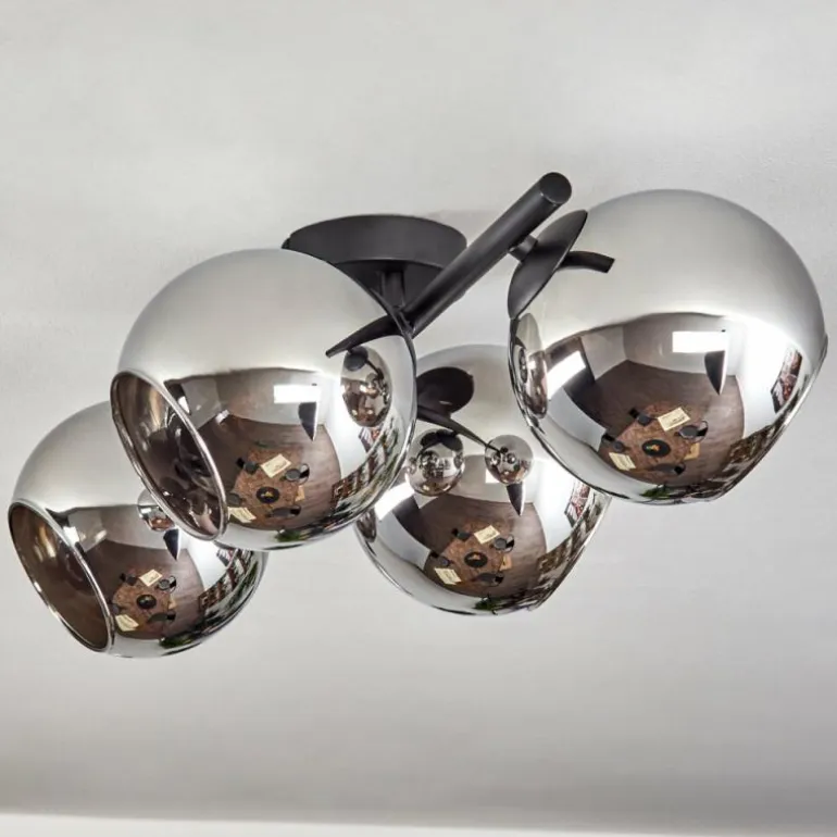 Koyoto Plafonnier, Boule lumineuse Chrome, Fumé, 4 lumières