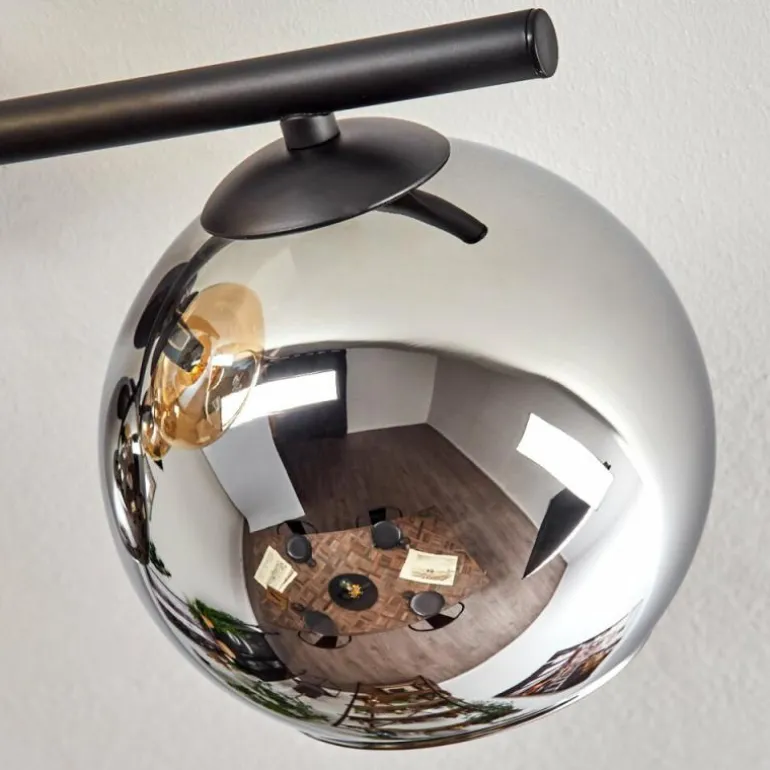 Koyoto Plafonnier, Boule lumineuse Ambre, Chrome, Fumé, 4 lumières