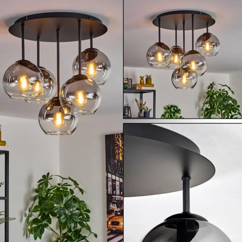 Koyoto Plafonnier, Boule lumineuse 45 cm Clair, Fumé, 5 lumières