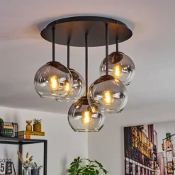 Koyoto Plafonnier, Boule lumineuse 45 cm Clair, Fumé, 5 lumières