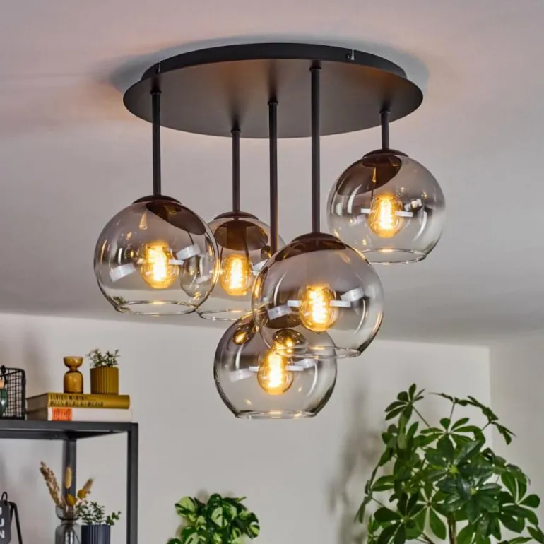 Koyoto Plafonnier, Boule lumineuse 45 cm Clair, Fumé, 5 lumières