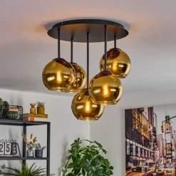 Koyoto Plafonnier, Boule lumineuse 45 cm Or, 5 lumières