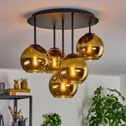 Koyoto Plafonnier, Boule lumineuse 45 cm Or, 5 lumières