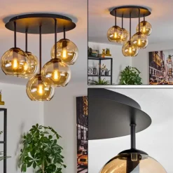 Koyoto Plafonnier, Boule lumineuse 45 cm Ambre, 5 lumières