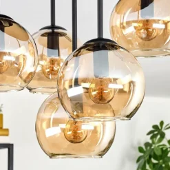 Koyoto Plafonnier, Boule lumineuse 45 cm Ambre, 5 lumières