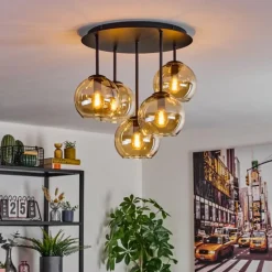 Koyoto Plafonnier, Boule lumineuse 45 cm Ambre, 5 lumières